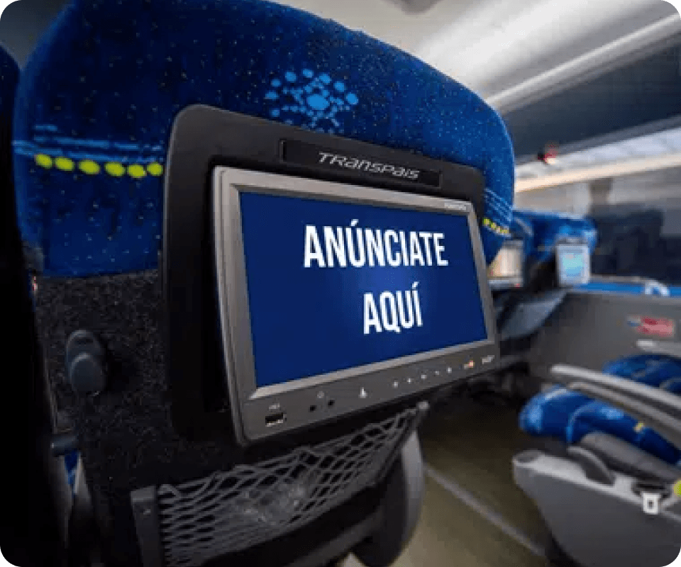 Espacios publicitarios en monitores de autobuses Transpais